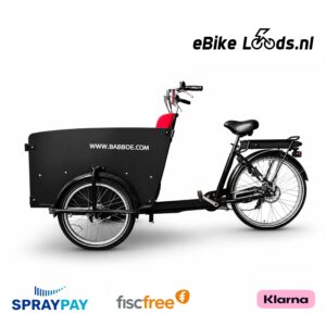 Babboe Big E-bakfiets met prachtige bekleding, regenhuif, gratis thuisbezorgd.